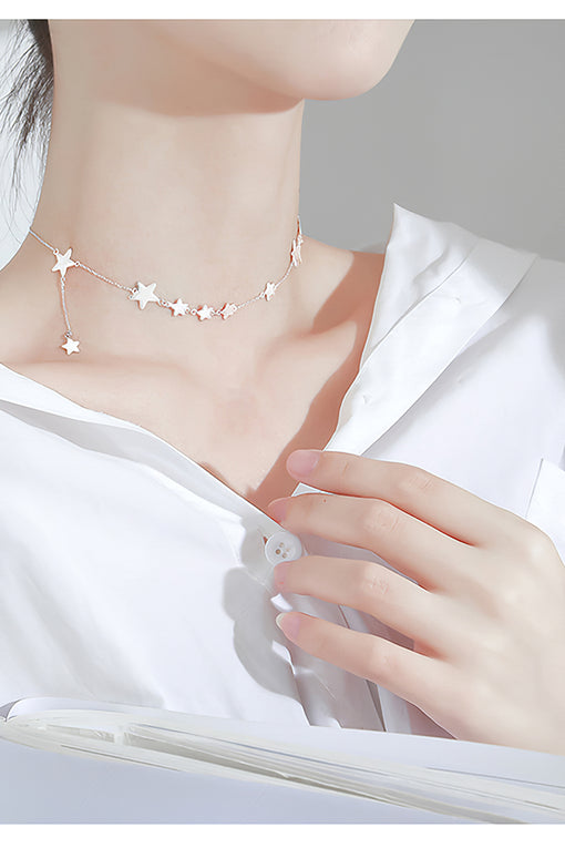 Stars Silver Necklace Personalized Choker [INLA273]