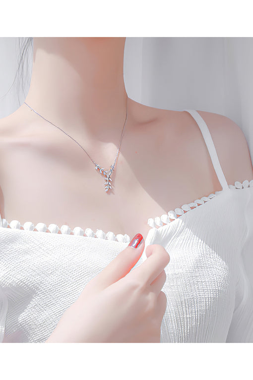 Leaf Pendant Creative Silver Necklace Choker [INLA277]