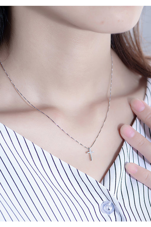 Cross Pendant Simple Silver Necklace Choker [INLA292]
