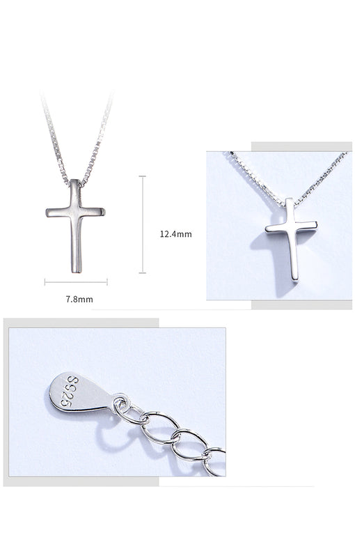 Cross Pendant Simple Silver Necklace Choker [INLA292]