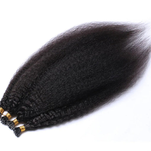 I Tip Kinky Straight #1B Off Black Remy Human Hair Extensions [ITIPKS002]