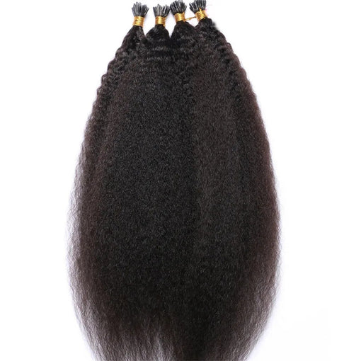 I Tip Kinky Straight #1B Off Black Remy Human Hair Extensions [ITIPKS002]