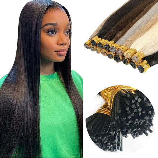 I Tip Silky Straight #1 Jet Black Remy Human Hair Extensions [ITIPSS003]