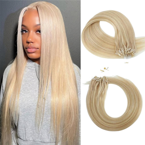 Micro Loop Silky Straight #613 Blonde Remy Human Hair Extensions [LOOPSS001]