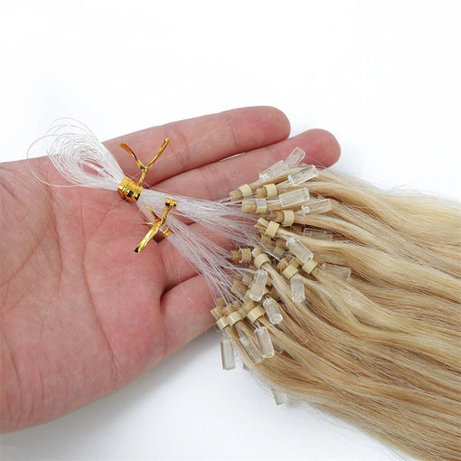 Micro Loop Silky Straight #613 Blonde Remy Human Hair Extensions [LOOPSS001]