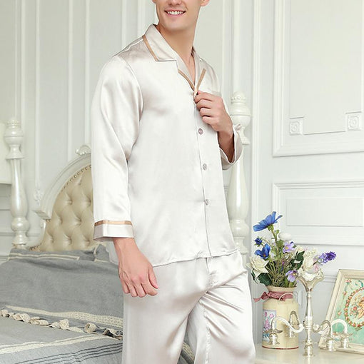 22m/m Silk Pajamas Men long-sleeved Trousers Luxurious Loungewear [SLP0002]