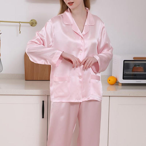 16m/m Mulberry Silk Pajamas Solid Thin Long-sleeved trousers Loungewear [SLP0003]