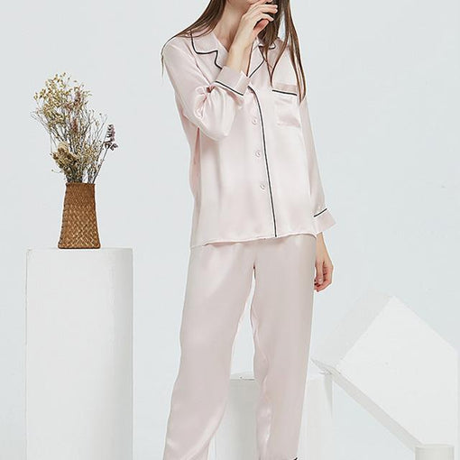16m/m Silk Pajamas Long-Sleeved Trousers Two-Piece Loungewear [SLP0019]
