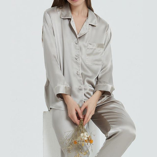 16m/m Silk Pajamas Long-Sleeved Trousers Two-Piece Loungewear [SLP0019]