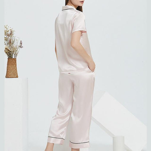 16m/m Silk Pajamas Classic Short-Sleeved Trousers Set Loungewear [SLP0025]