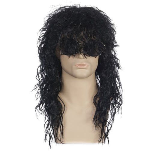 Long Black Blonde Natural Wavy Machine Made Synthetic Hair Wig For Men