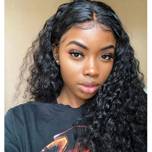 Long Black Curly Machine Made Synthetic Hair Wig