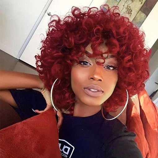 Short Grey Curly Machine Made Synthetic Hair Wig