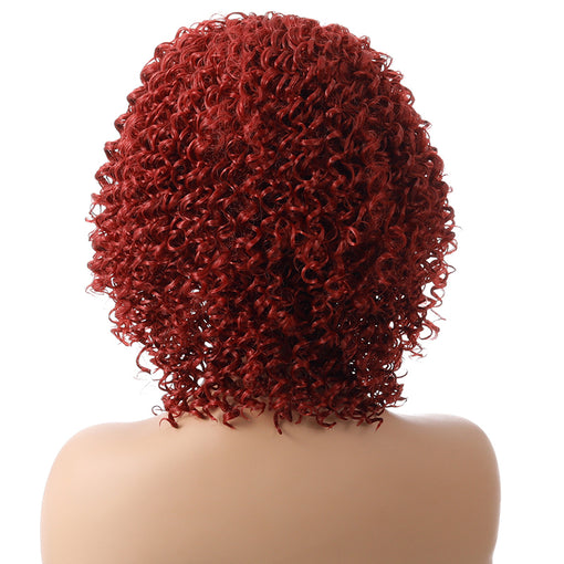 Long Red Curly Machine Made Synthetic Hair Wig
