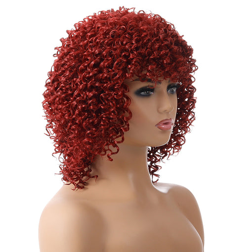 Long Red Curly Machine Made Synthetic Hair Wig