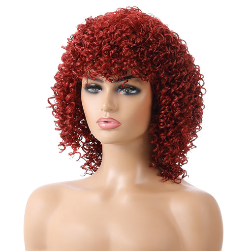 Long Red Curly Machine Made Synthetic Hair Wig