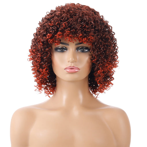 Short Red Curly Machine Made Synthetic Hair Wig