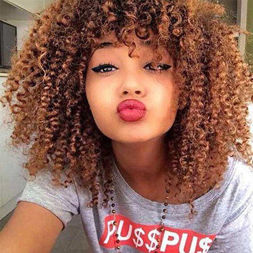 Short Grey Curly Machine Made Synthetic Hair Wig