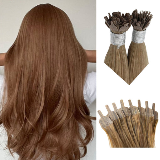 Y Tip Silky Straight #4 Medium Bown Remy Human Hair Extensions [YTIPSS002]